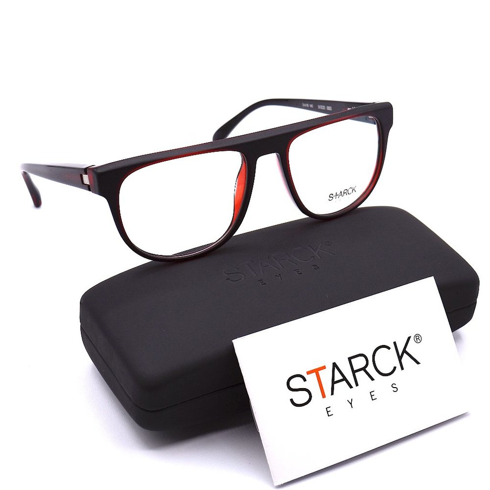 NEW STARCK EYES SH3020 MATTE BLACK RED AUTHENTIC EYEGLASSES FRAME